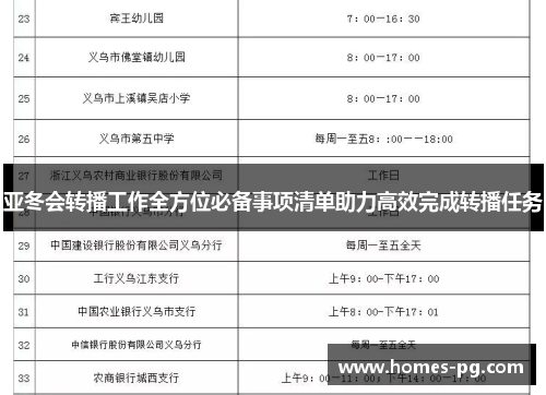 亚冬会转播工作全方位必备事项清单助力高效完成转播任务