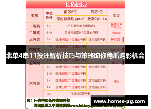北单4串11投注解析技巧与策略助你稳抓购彩机会