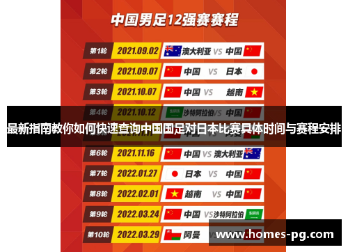 最新指南教你如何快速查询中国国足对日本比赛具体时间与赛程安排 最新指南教你如何快速查询中国国足对日本比赛具体时间与赛程安排
